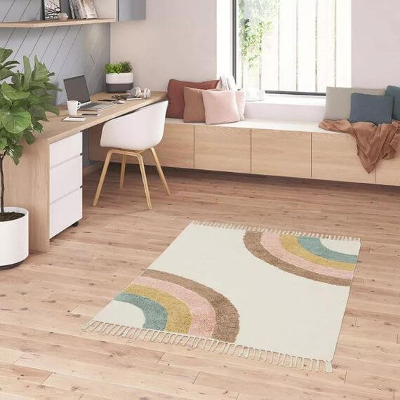 Tapis multicolore en coton enfant fait main Rainbow